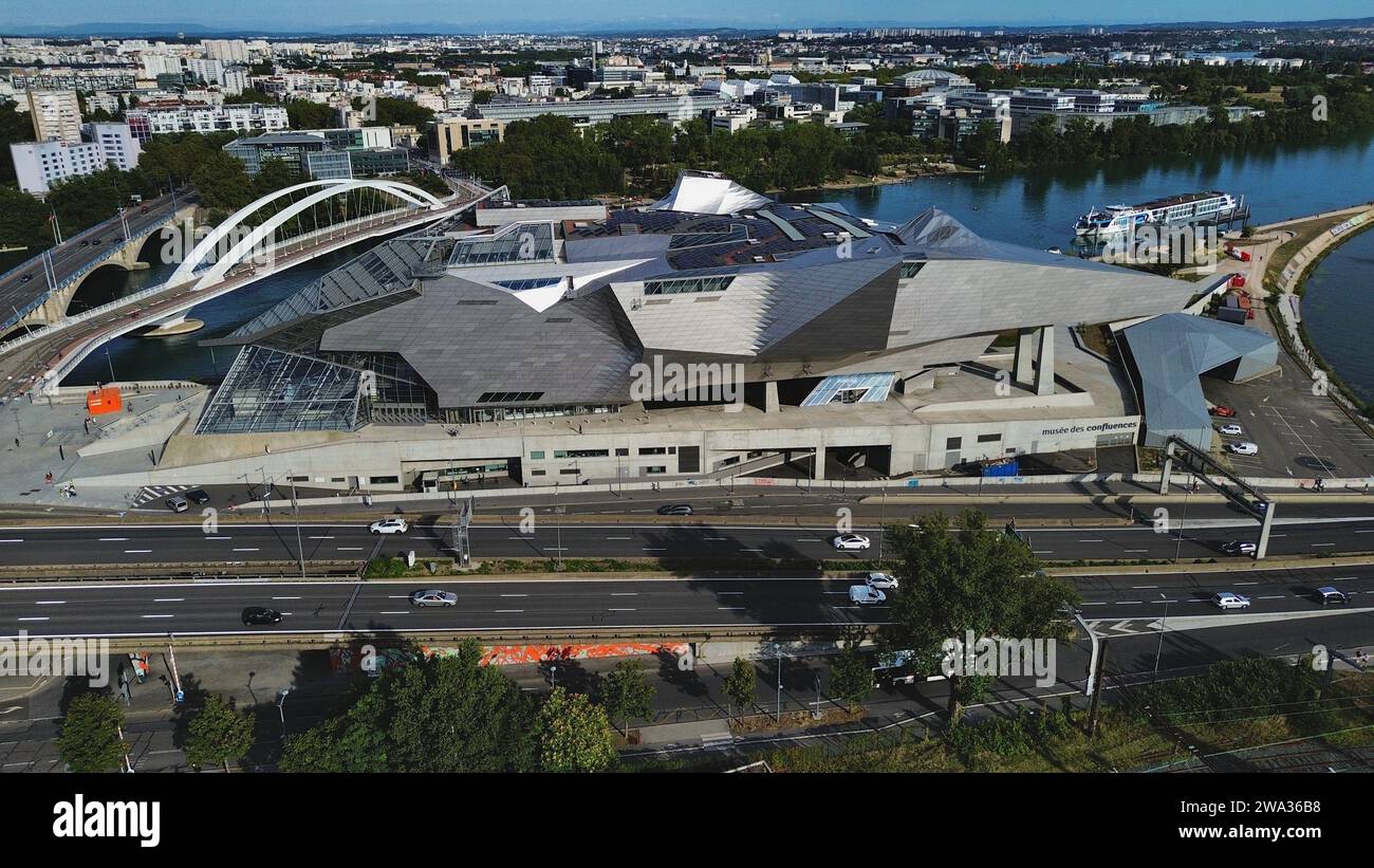 Museo della confluenza fotografica dei droni Lione Francia europa Foto Stock