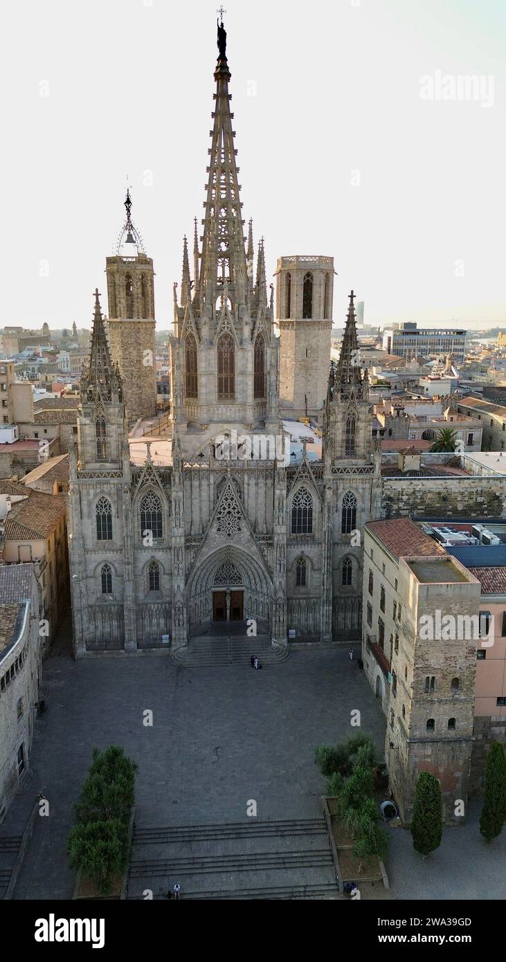 Foto drone cattedrale di Barcellona Spagna europa Foto Stock