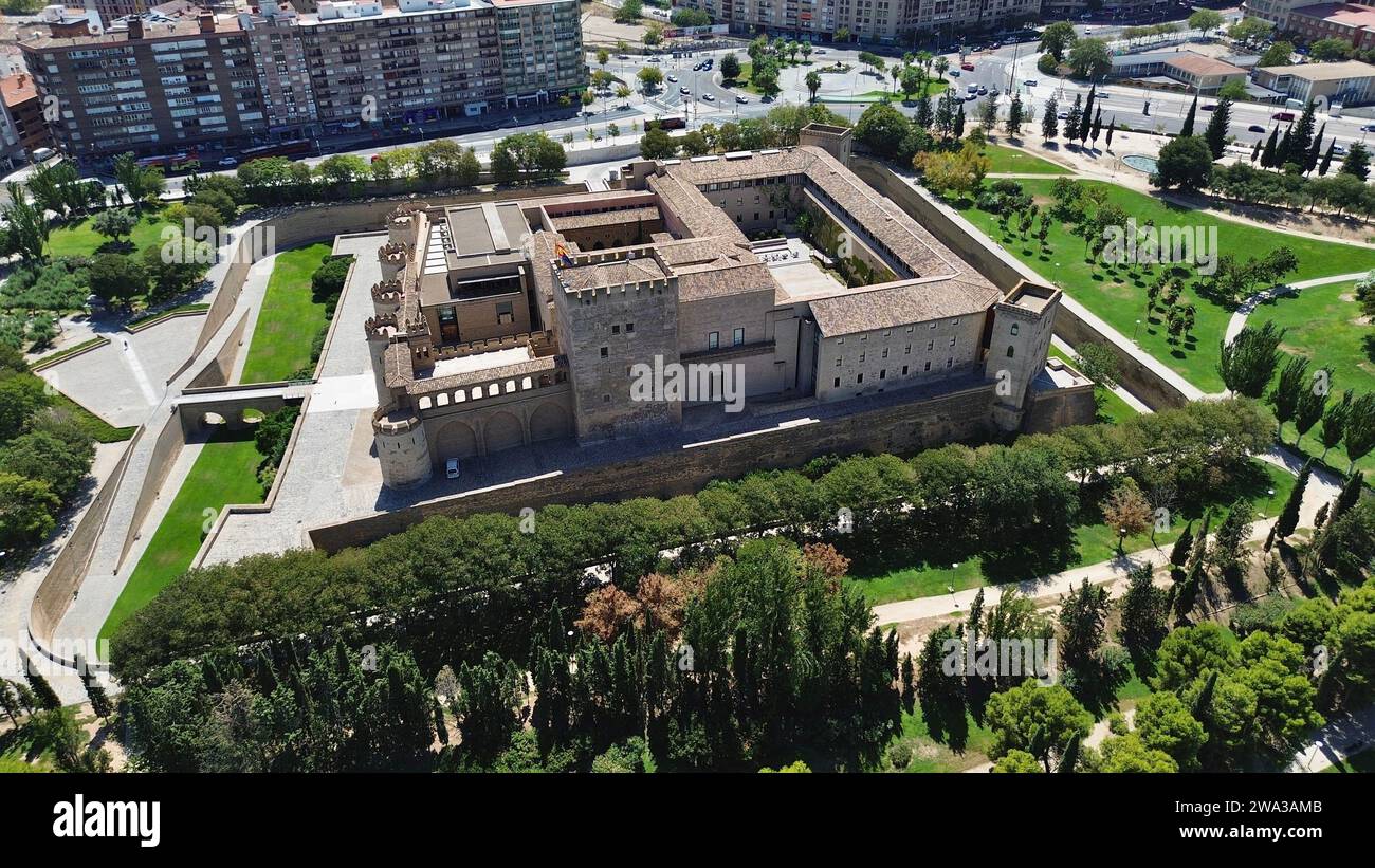 Foto drone Aljafería palazzo Saragozza Spagna Europa Foto Stock