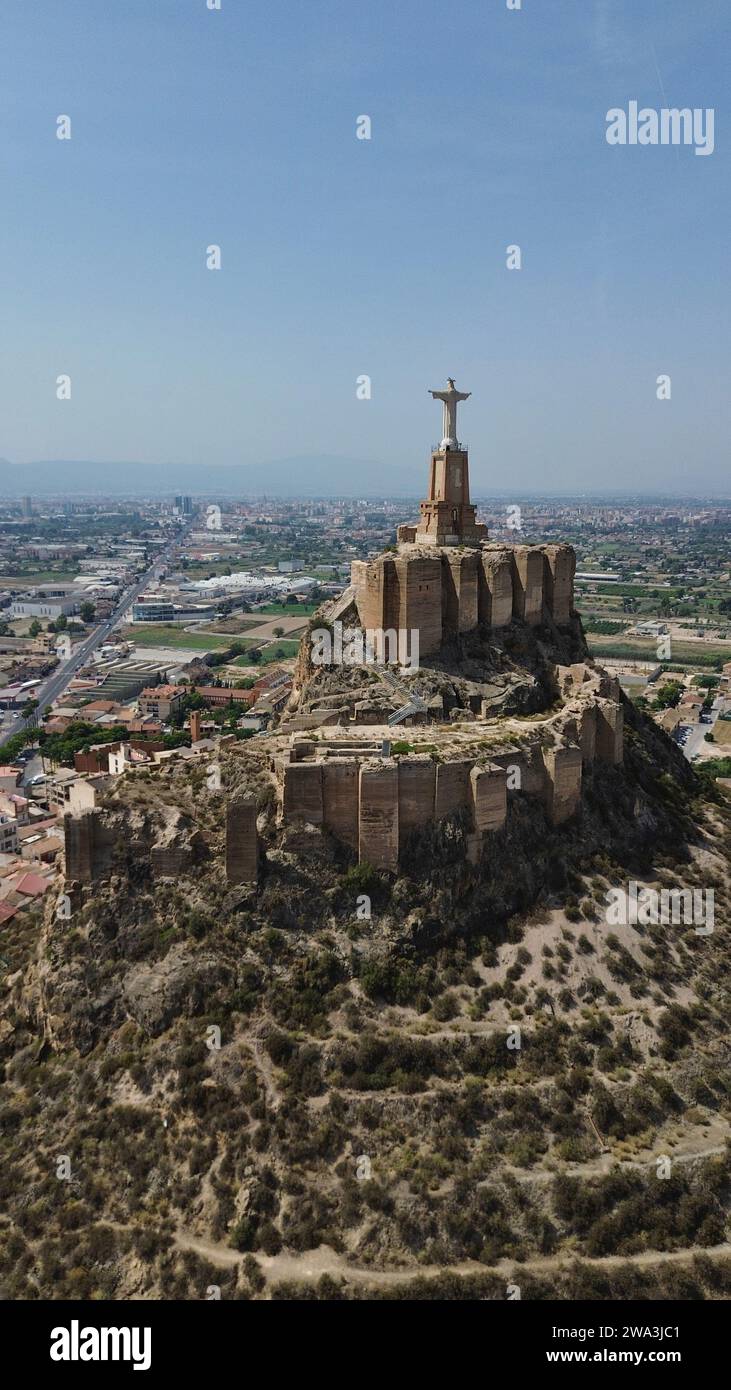 Foto drone Castello di Monteagudo, Castillo de Monteagudo Murcia Spagna Europa Foto Stock
