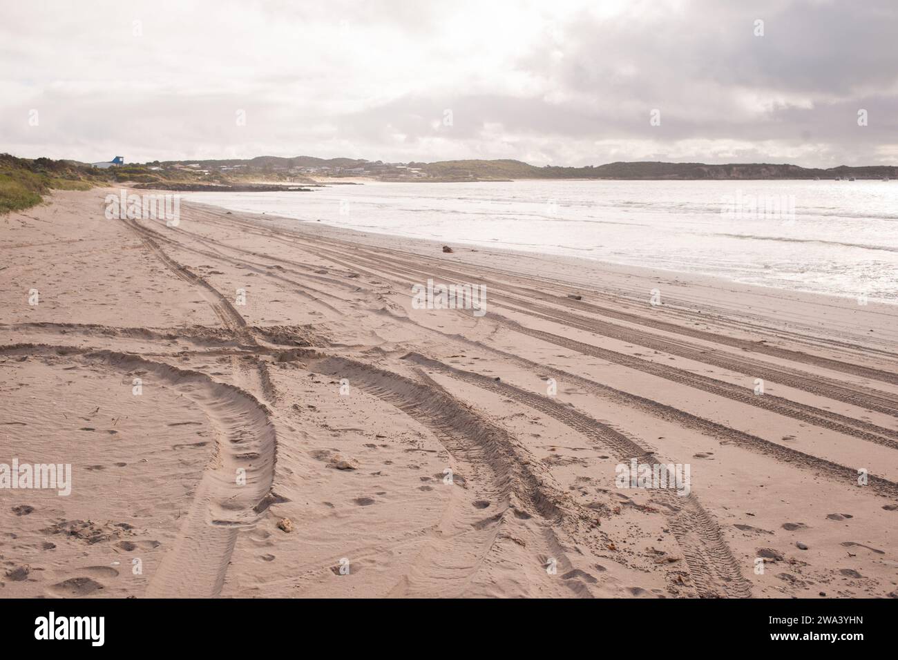 Spiaggia di Southend in Australia meridionale, dove è consentito un 4x4 sulla spiaggia di sabbia Foto Stock