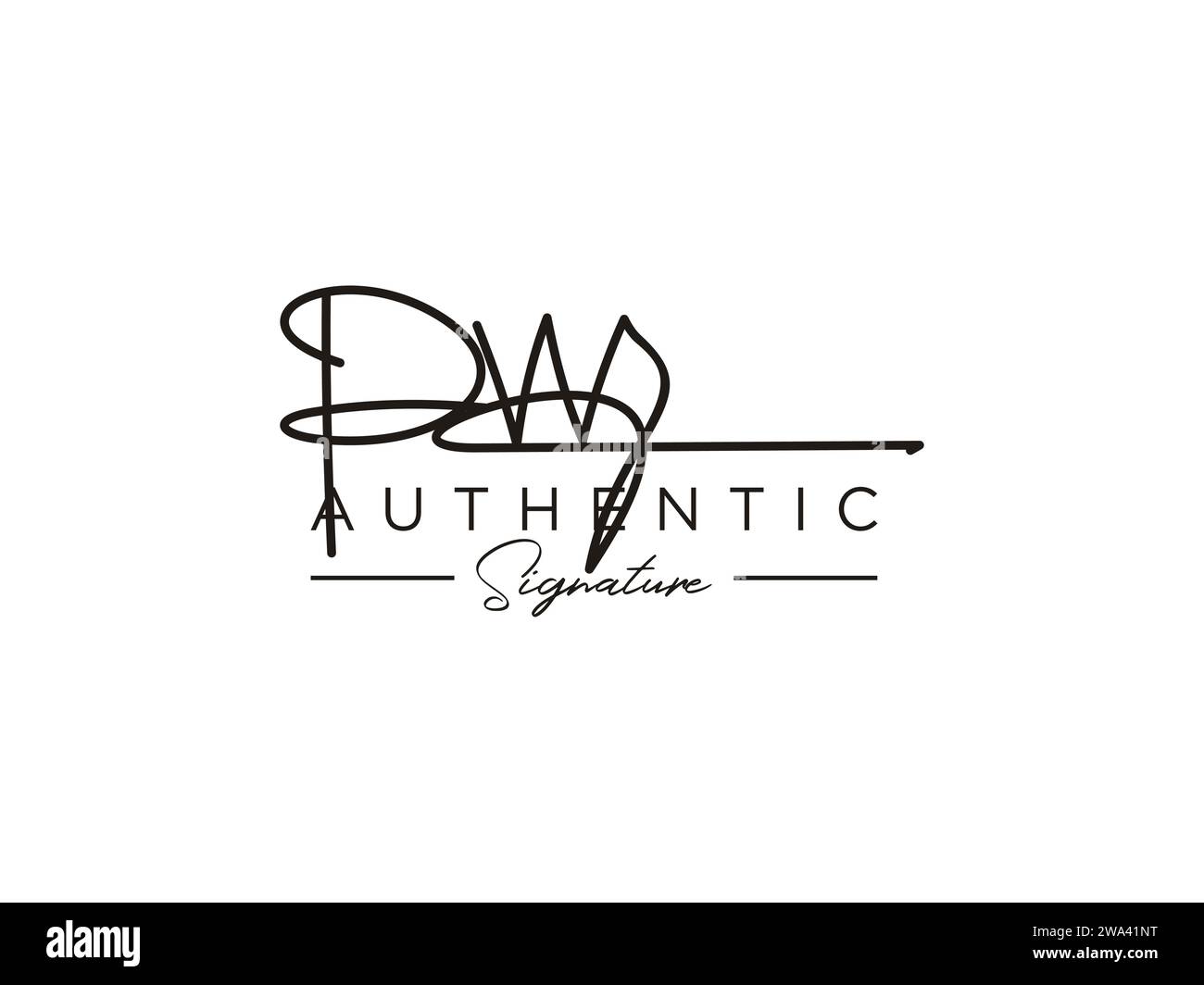 Vettore modello logo firma PW. Illustrazione Vettoriale