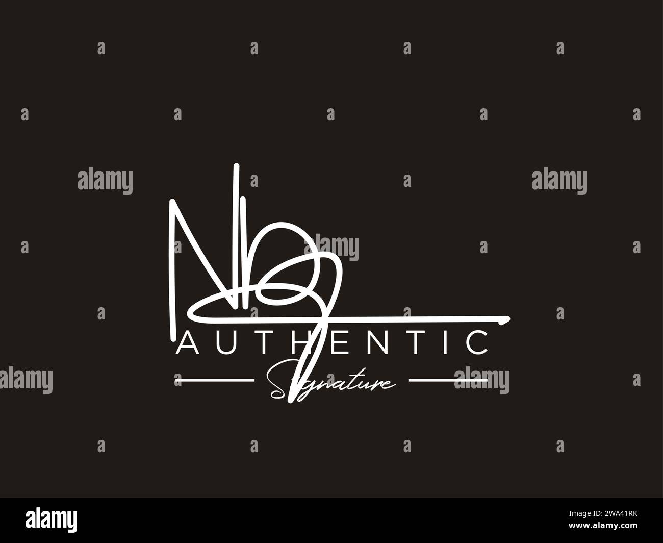 Vettore modello logo firma NB. Illustrazione Vettoriale
