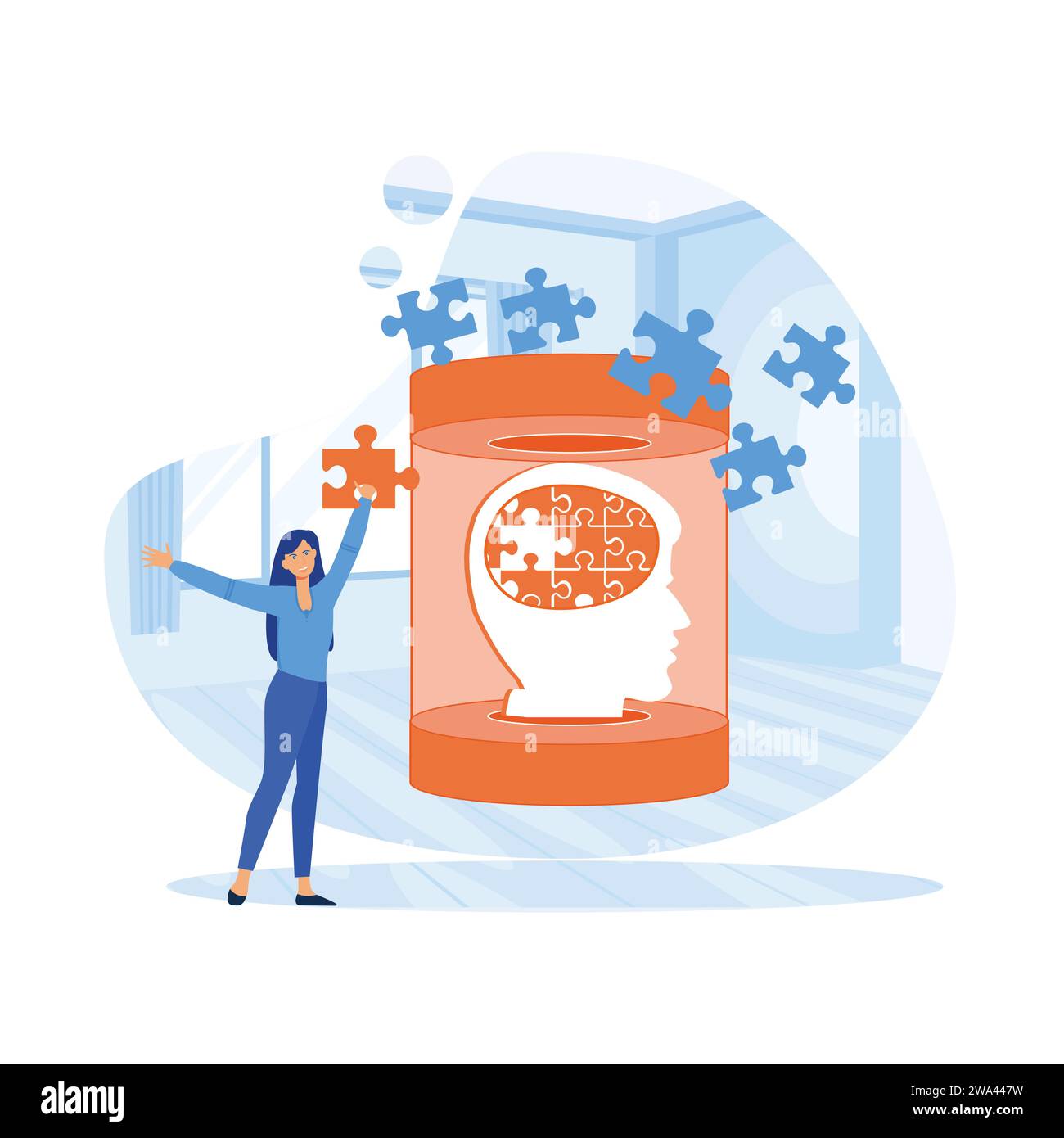 Pratica psicoterapica. Psicologa donna che sta consultando una paziente. Illustrazione vettoriale del concetto di psichiatria Siety. illustrazione moderna a vettore piatto Illustrazione Vettoriale