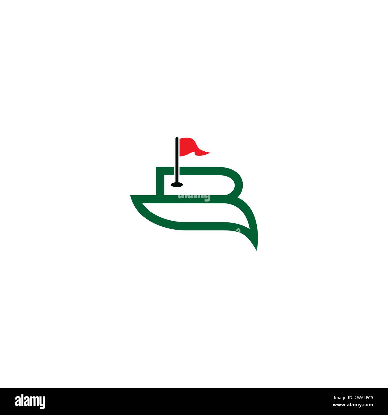 Logo B Golf Flag Design semplice. Icona Letter B Golf Illustrazione Vettoriale