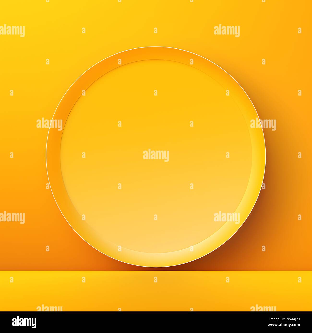 Piastra rotonda a cerchio vuoto su sfondo sfumato giallo Foto Stock