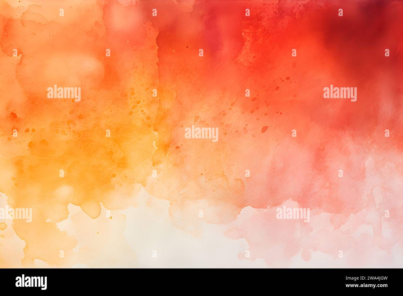 Sfondo con schizzi di acquerello dai toni caldi rosso scuro e arancione Foto Stock