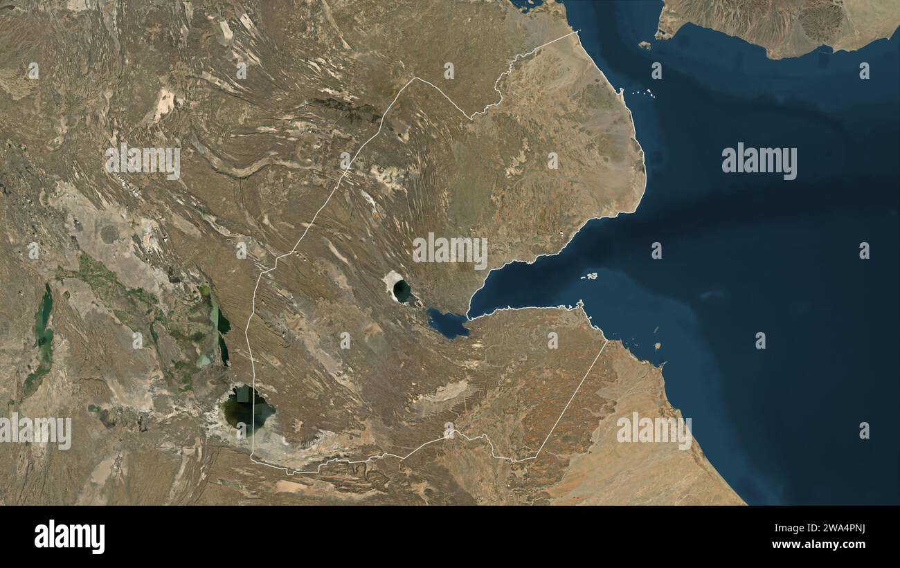 Gibuti delineato su una mappa satellitare ad alta risoluzione Foto Stock