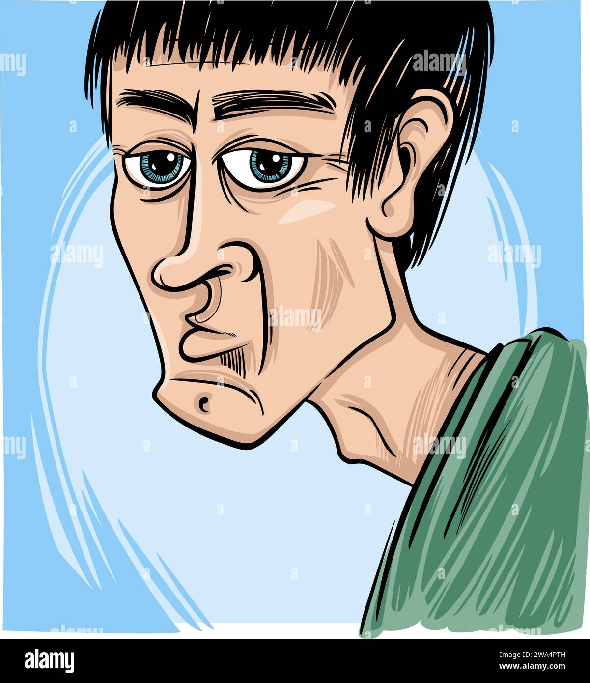 Schizzo caricatura illustrazione del giovane uomo faccia Illustrazione Vettoriale