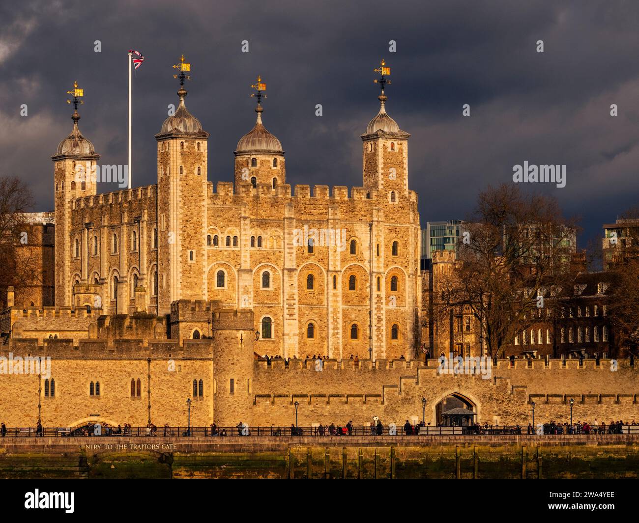 La Torre Bianca, la Torre di Londra, il Castello storico, sulle rive del Tamigi, Londra, Inghilterra, Regno Unito, Gran Bretagna. Foto Stock