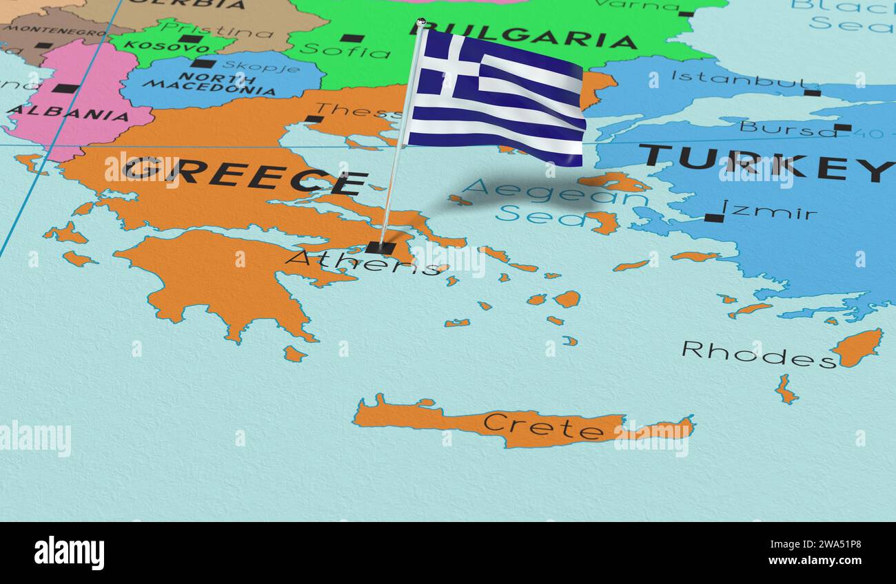 Grecia mappa politica con capitale immagini e fotografie stock ad alta ...
