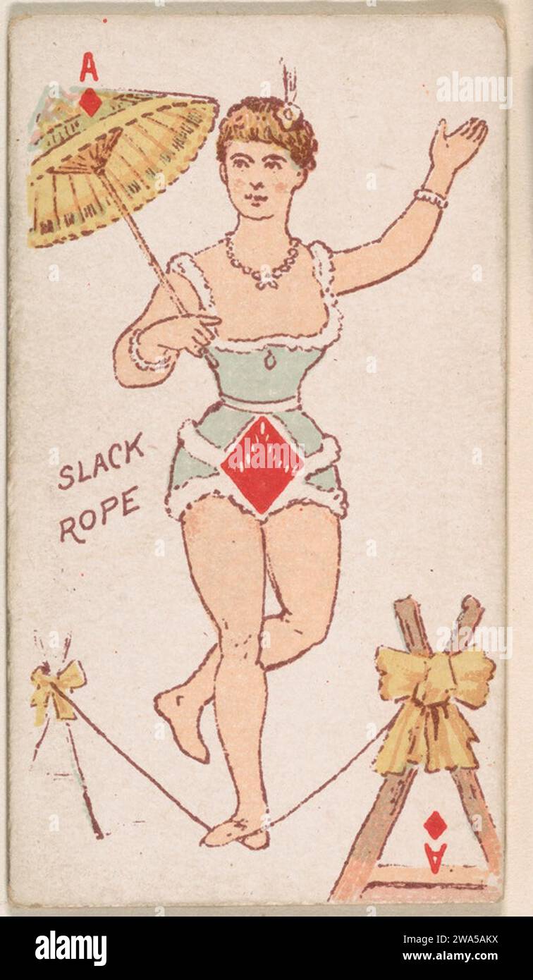 ACE of Diamonds, Slack Rope, from Harlequin Cards, 2nd Series (N220) rilasciato da Kinney Bros. 1963 da Kinney Brothers Tobacco Company Foto Stock
