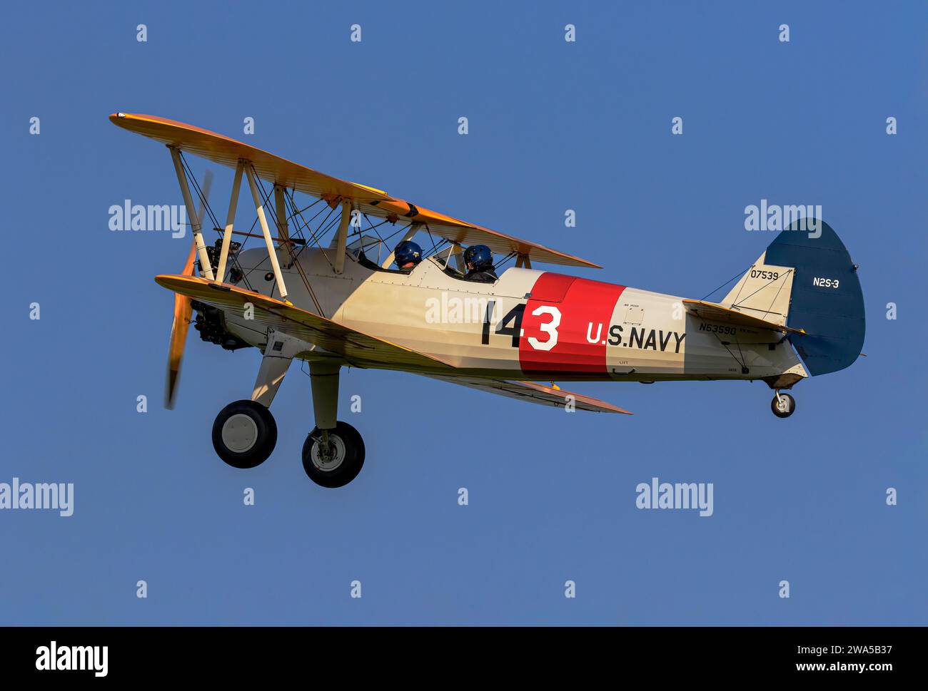 Un Boeing PT17 Srearman biplano WW2 american training Aircraft della US Navy Foto Stock