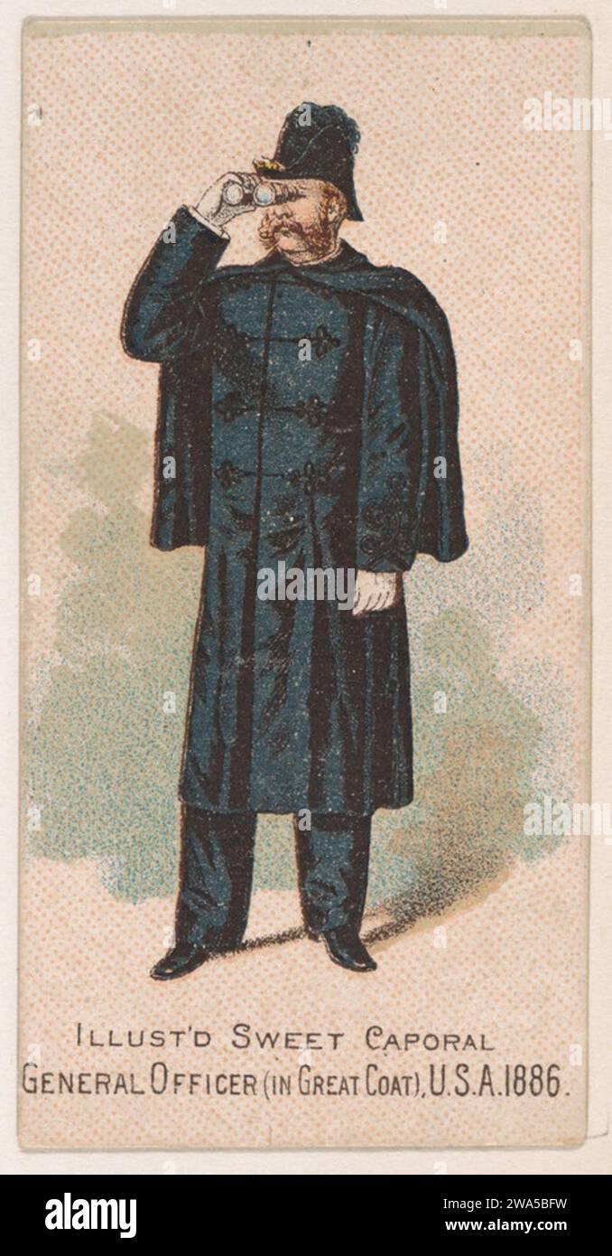 General Officer in Great Coat, United States Army, 1886, dalla Military Series (N224) rilasciata dalla Kinney Tobacco Company per promuovere le sigarette Sweet Caporal 1963 dalla Kinney Brothers Tobacco Company Foto Stock