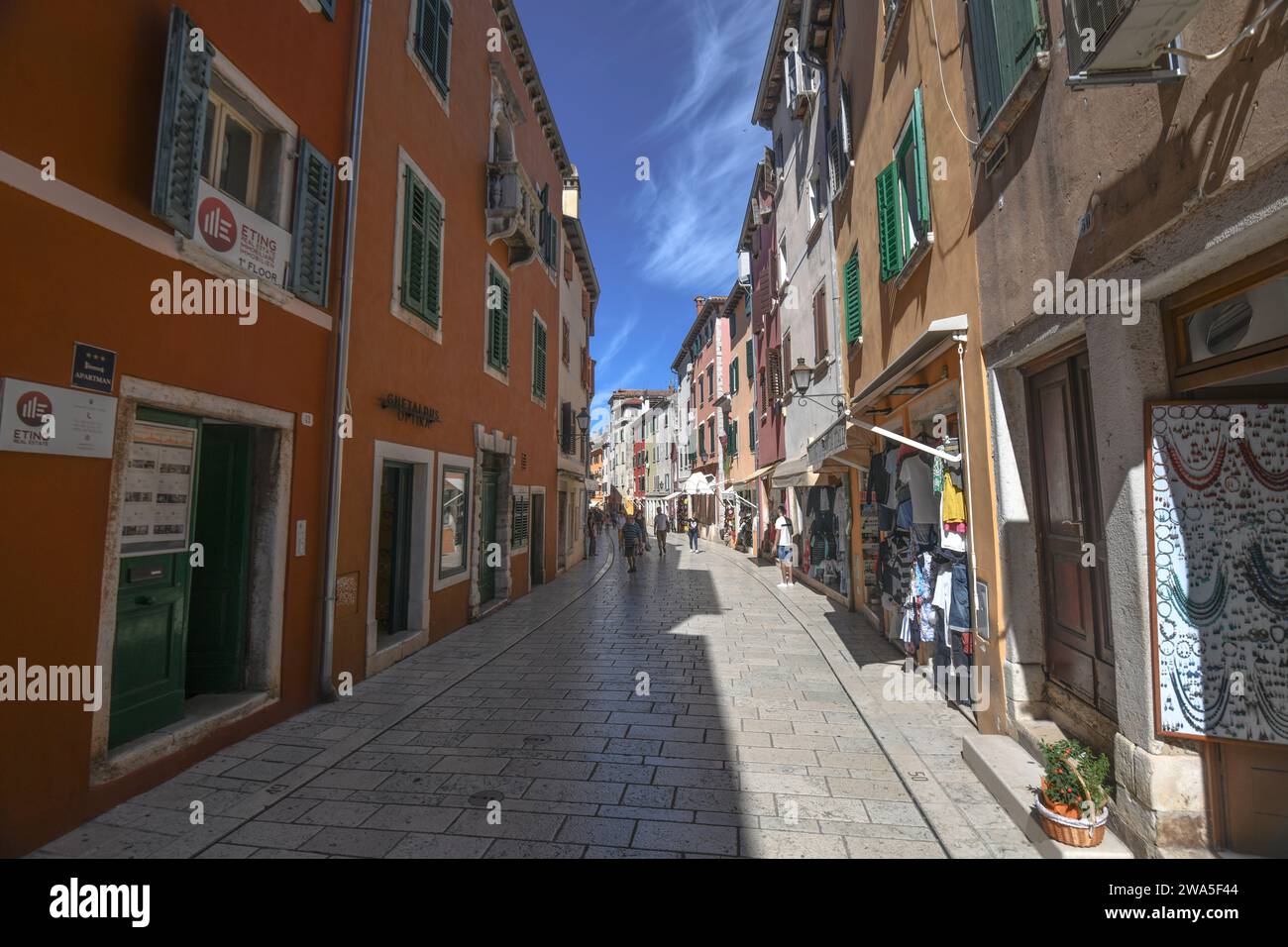 Strade della città vecchia di Rovigno. Croazia. Foto Stock