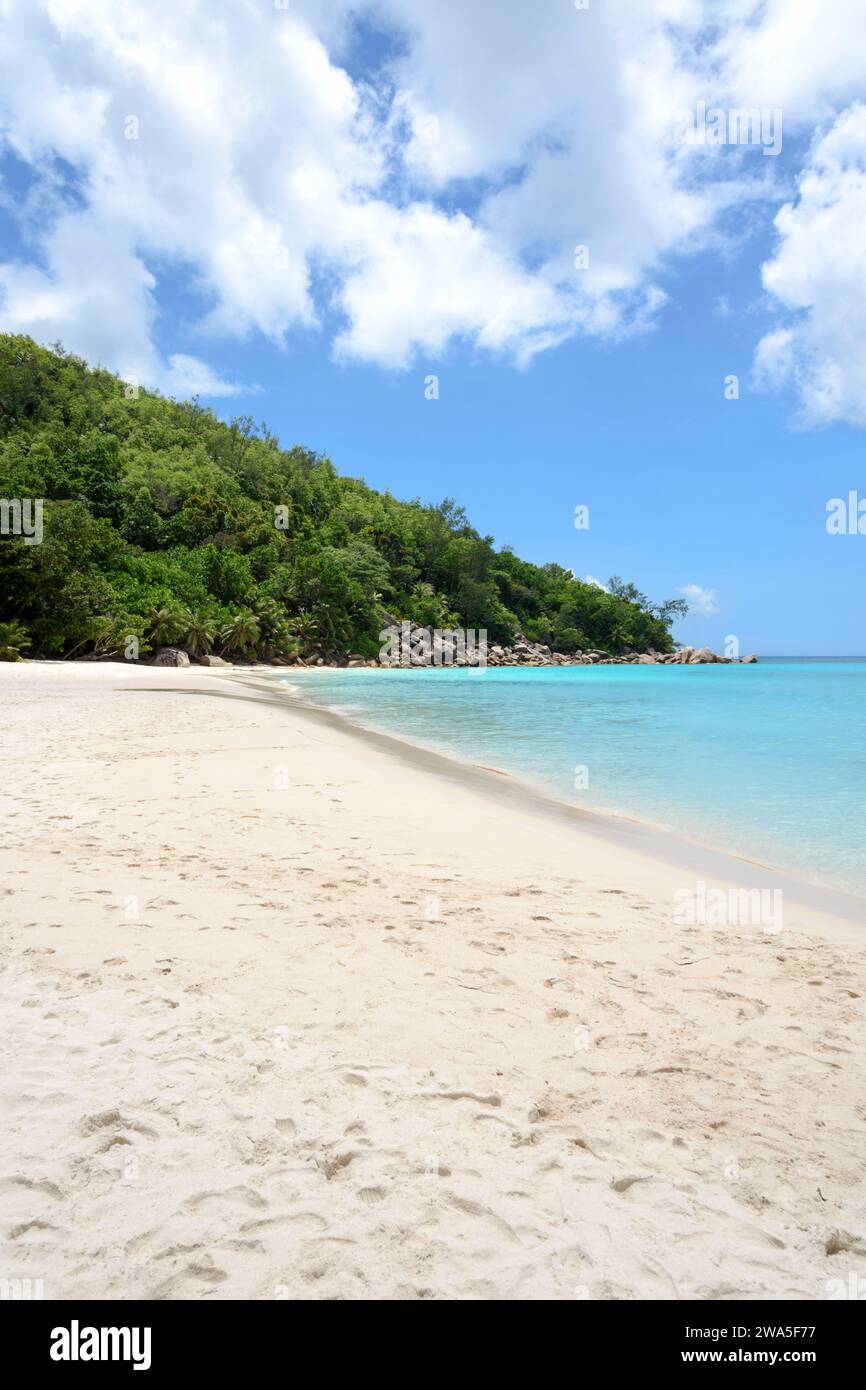 Spiaggia di Anse Georgette, Isola di Praslin, Seychelles, Oceano Indiano Foto Stock