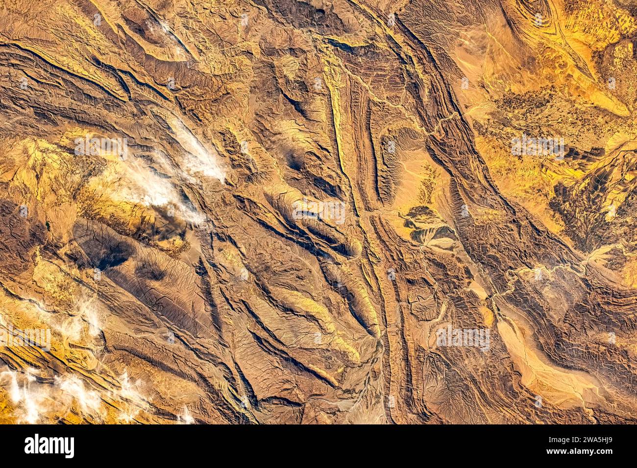 Osservazioni del pianeta Terra dallo spazio. Miglioramento digitale di un'immagine da parte della NASA. Foto Stock