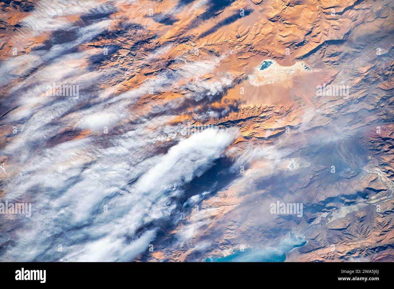 Osservazioni del pianeta Terra dallo spazio. Miglioramento digitale di un'immagine da parte della NASA. Foto Stock