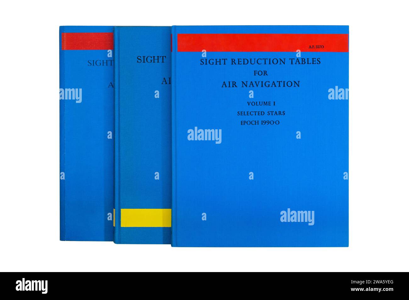 Tabelle di riduzione della vista per la navigazione aerea volume 1 Selected Stars Epoch 1990-0 libro isolato su sfondo bianco Foto Stock