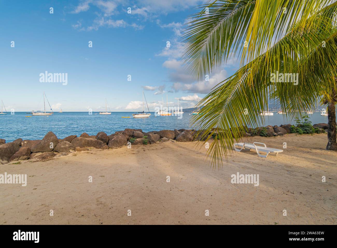 Spiaggia di Pointe du Bout a Trois-ilets, Martinica, Mar dei Caraibi, Indie occidentali francesi. Foto Stock