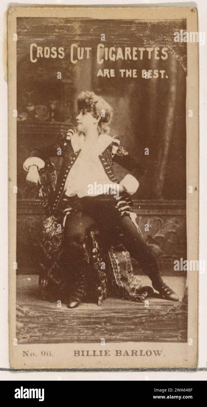 Carta numero 96, Billie Barlow, della serie Actors and Actresses (N145-2) emessa da Duke Sons & Co. Per promuovere Cross Cut Cigarettes 1963 di W. Duke, Sons & Co.. Foto Stock