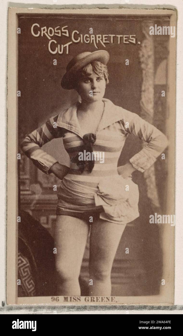 Carta numero 96, Miss Greene, della serie Actors and Actresses (N145-2) emessa da Duke Sons & Co. Per promuovere Cross Cut Sigarettes 1963 di W. Duke, Sons & Co.. Foto Stock