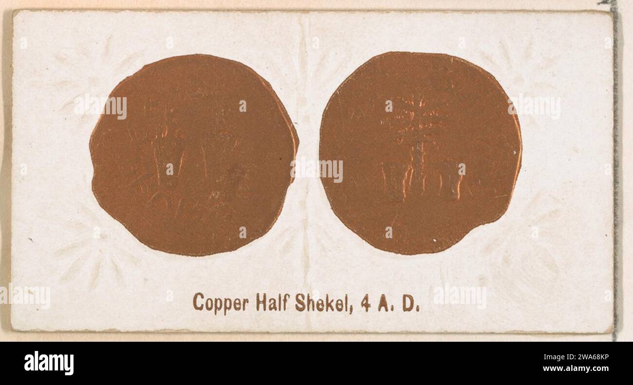 Copper Half Shekel, 4 d.C., della serie Ancient Coins (N180) emessa da WM. S. Kimball & Co. 1963 di William S. Kimball & Company Foto Stock