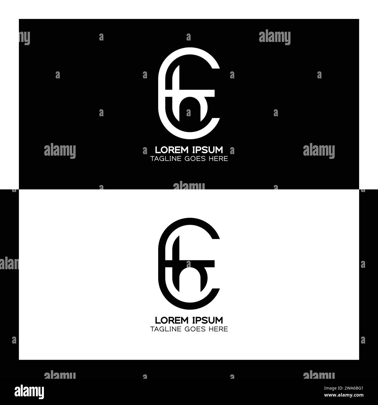 EH iniziali collegate elegante logo. Monogramma di progettazione del modello delle lettere e e H. Illustrazione Vettoriale