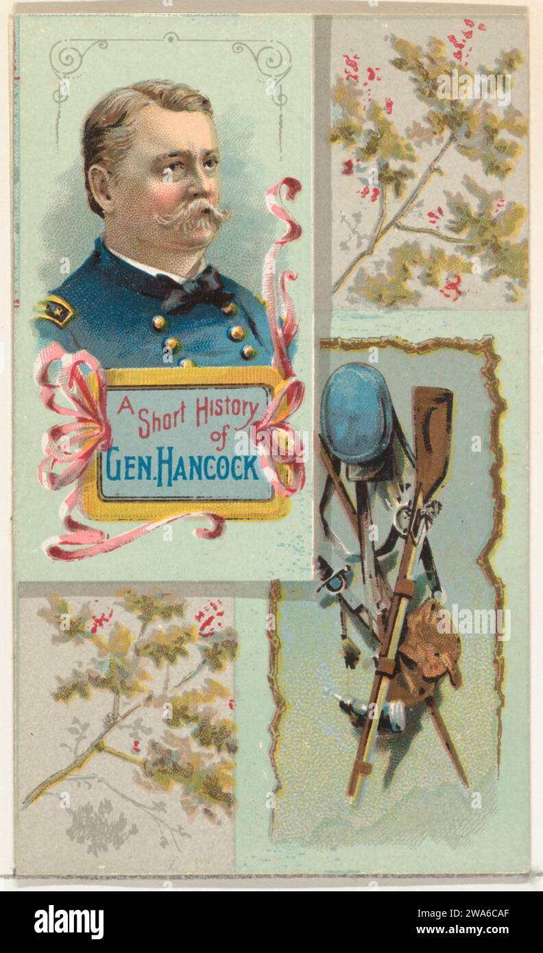 A Short History: General Winfield S. Hancock, from the Histories of Generals series (N114) pubblicato da W. Duke, Sons & Co. Per promuovere Honest Long Cut Smoking and Chewing Tobacco 1963 di W. Duke, Sons & Co.. Foto Stock