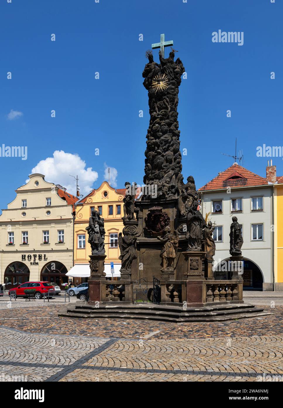 Colonna della Santissima Trinità nella città ceca di Žatec Foto Stock
