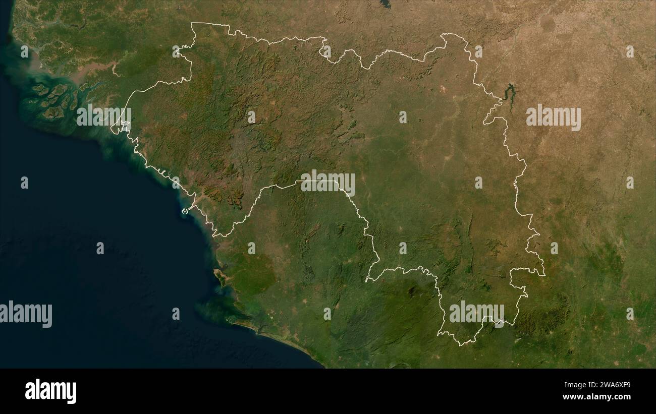 Guinea delineata su una mappa satellitare a bassa risoluzione Foto Stock