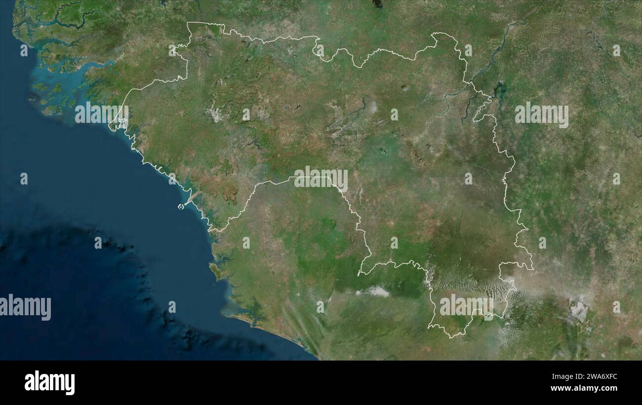 Guinea delineata su una mappa satellitare ad alta risoluzione Foto Stock