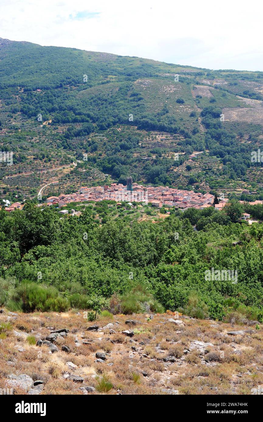 Garganta la Olla, vista panoramica. Caceres, Estremadura, Spagna. Foto Stock