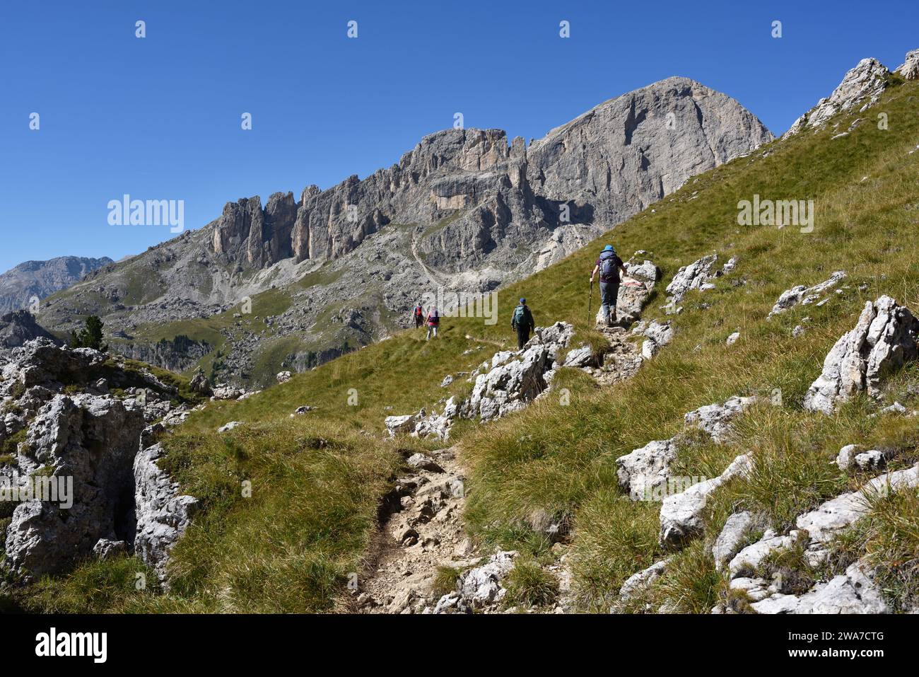 Escursioni nelle Dolomiti, Italia Foto Stock