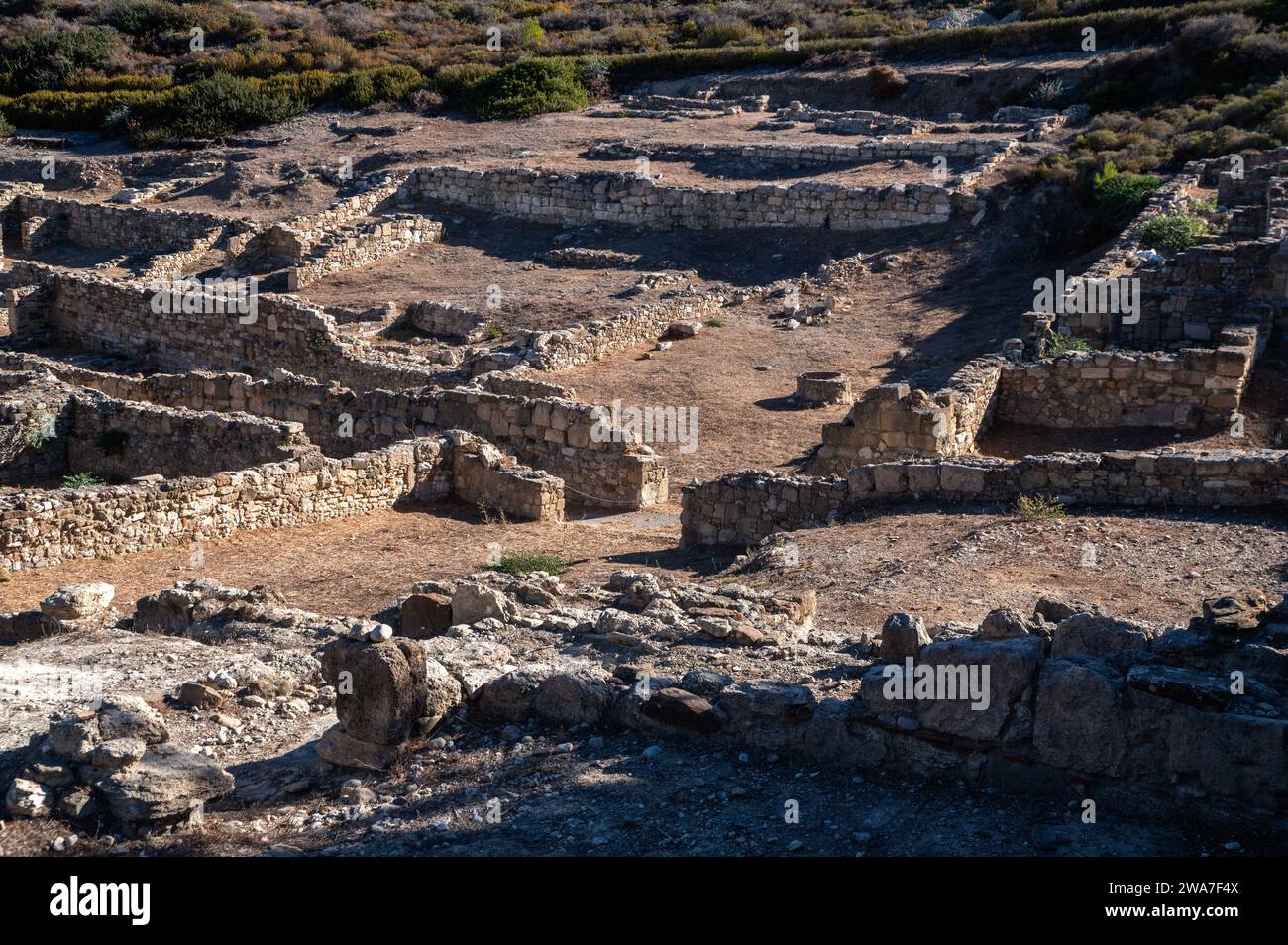 acropoli nella città greca di Kameiros Foto Stock