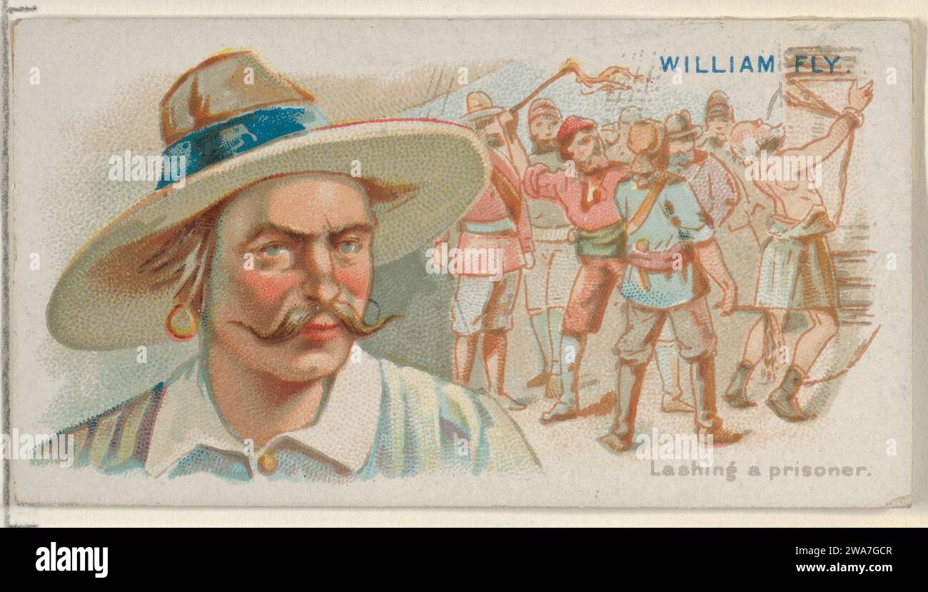 William Fly, lashing a Prisoner, dalla serie Pirates of the Spanish Main (N19) for Allen & Ginter Cigarettes 1963 di George S. Harris & Sons Foto Stock