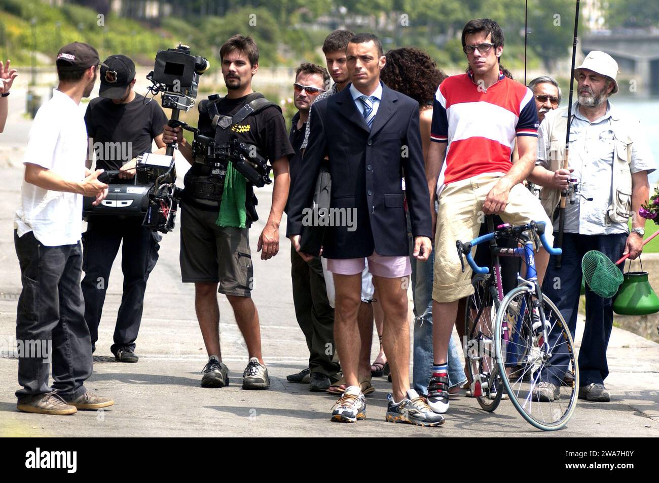 Torino Italia 2003-06-01 : Alex Britti, cantante italiano, foto del backstage durante le riprese del video 'lo Zingaro felice' Foto Stock