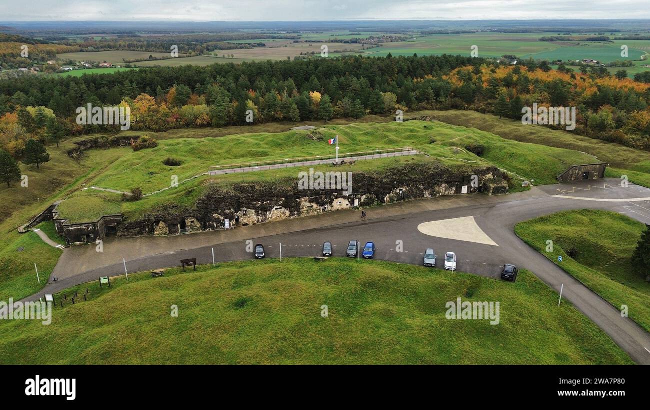 Drone foto vaux Fort, Fort de vaux Verdun francia europa Foto Stock