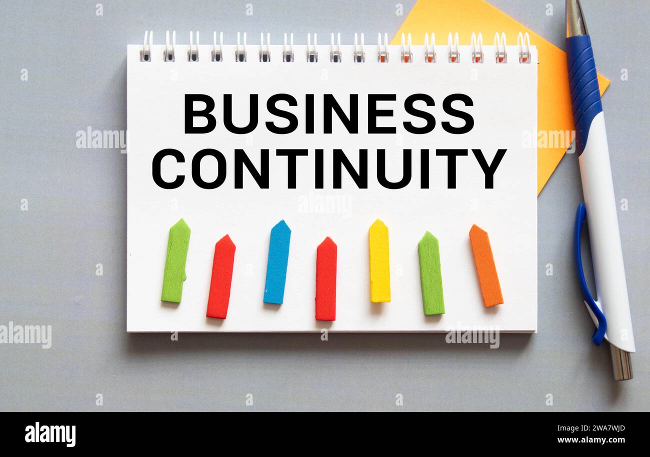 Il testo Business Continuity su blocchi di legno. Foto del concetto aziendale Foto Stock