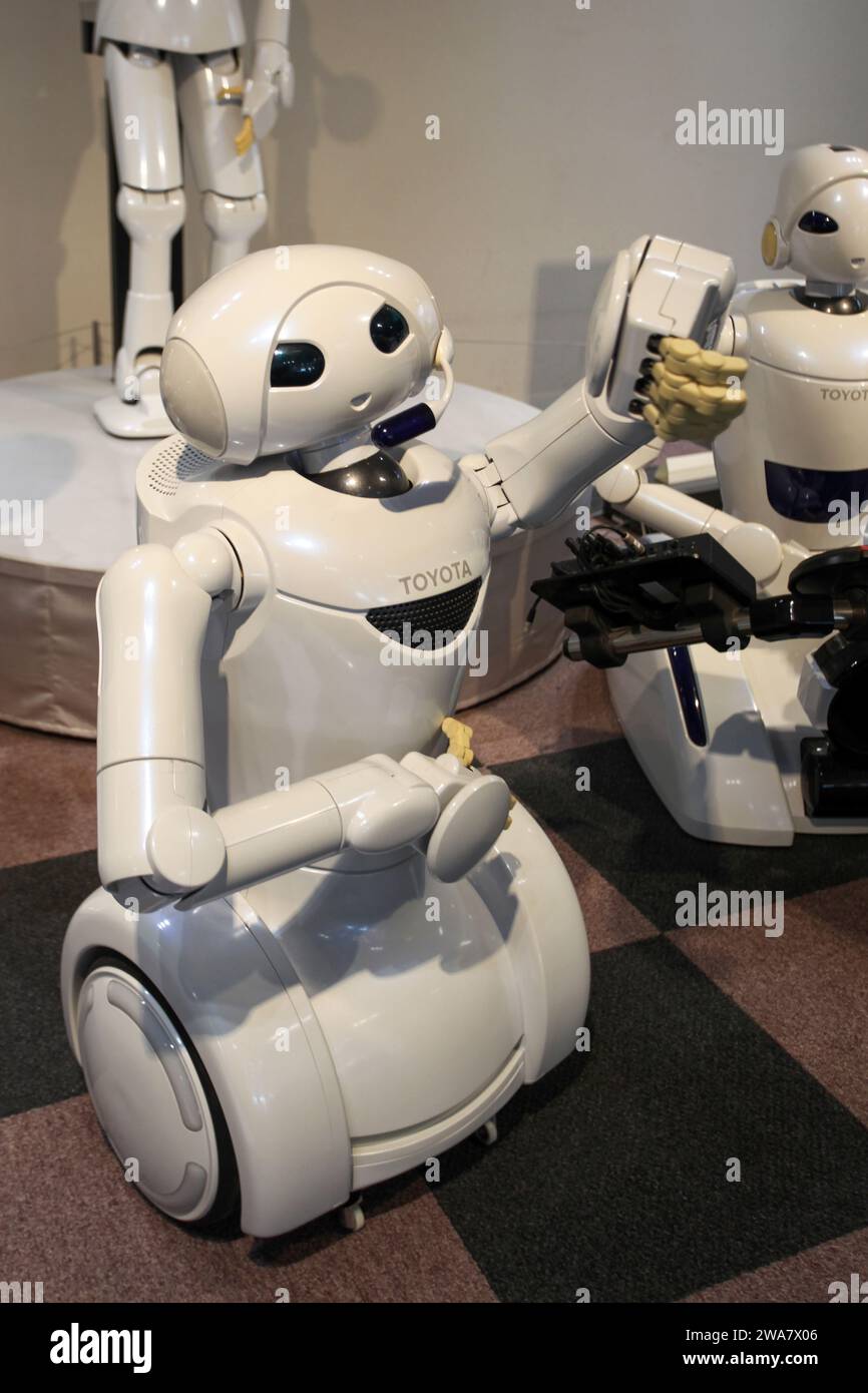 All'interno del Toyota commemorative Museum of Industry and Technology di Nagoya, Giappone. Robot musicali in mostra. Foto Stock