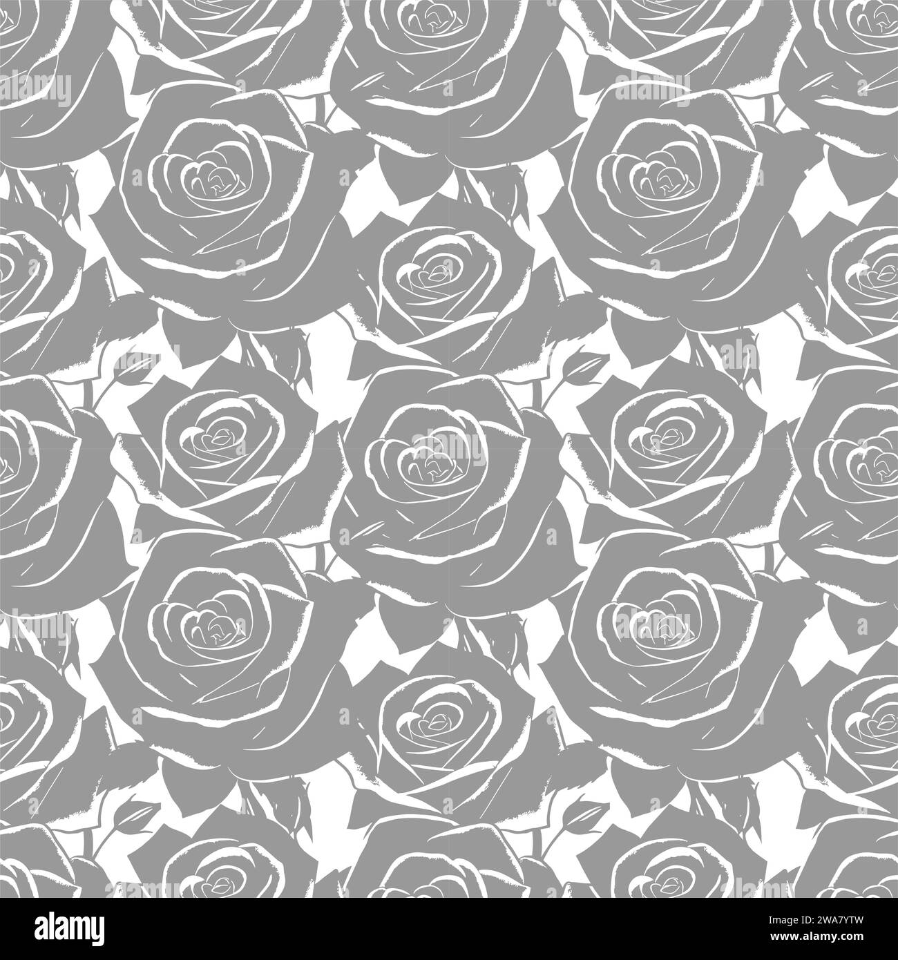 fiori di rosa grigi e bianchi motivo, texture, design senza cuciture Foto Stock