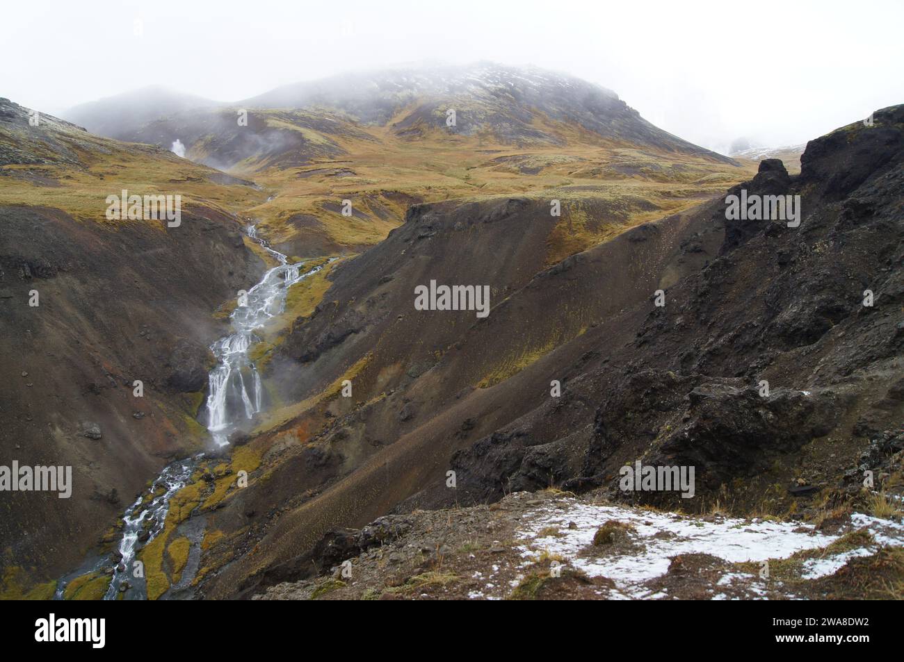 Area geotermica vicino a Hveragerdi (la città del terremoto), Islanda Foto Stock