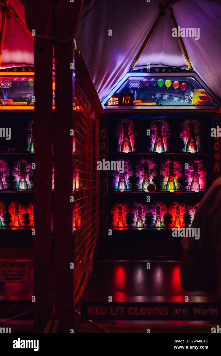 "Down the Clown", gioco arcade di riscatto, parte della serie "Skill Wall" di ICE nella sala giochi gameworks di Seattle Foto Stock