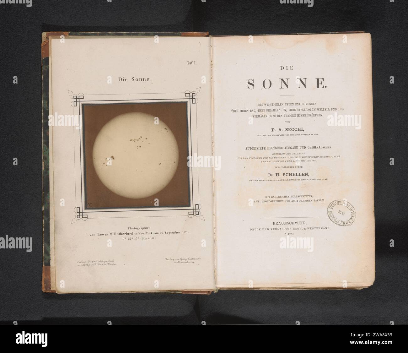 Vista del sole, 1870 - 1872 Fotografia New York (città)stampante: Münsterpublisher: Supporto fotografico londinese albume stampa il sole come corpo celeste Foto Stock