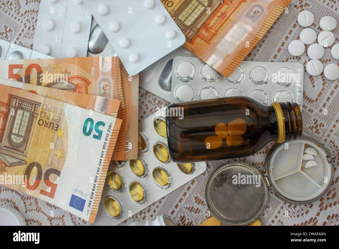 Prescription Economics: La valuta Euro e i crescenti costi sanitari Foto Stock