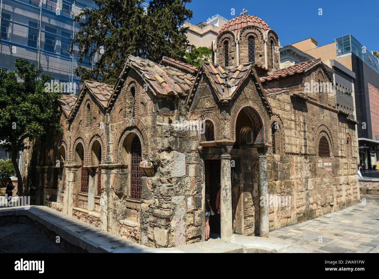 Atene: Chiesa Universitaria della presentazione della Vergine Maria - Panagia Kapnikarea. Grecia. Foto Stock