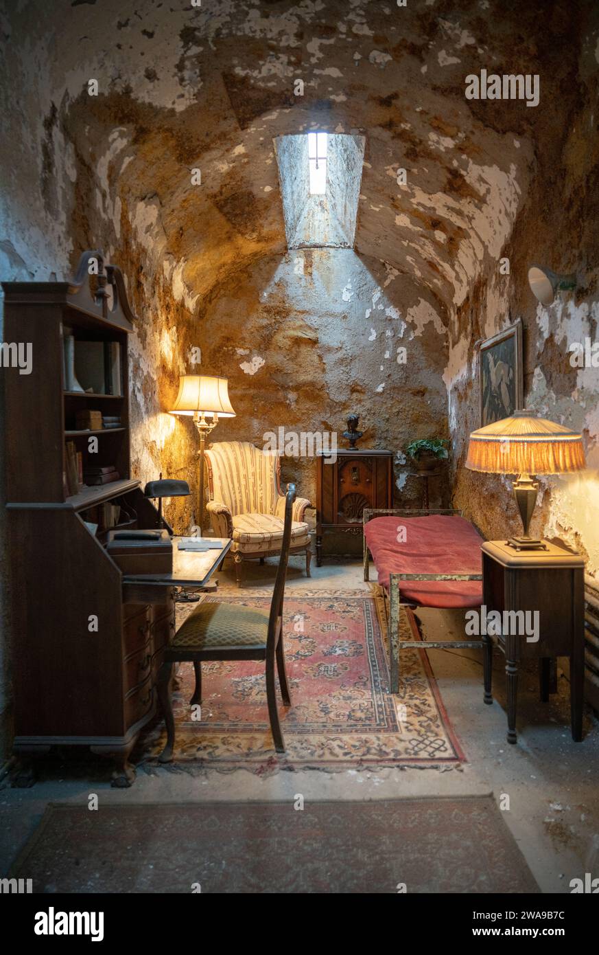 La cella di al Capone all'Eastern State Penitentiary, prigione di Philadelphia, Pennsylvania, USA Foto Stock