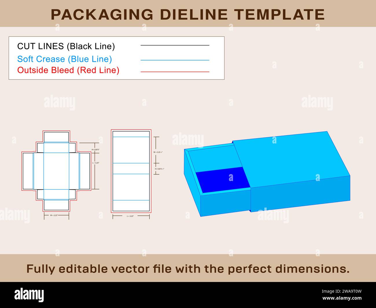 Casella di corrispondenza personalizzata, modello Dieline, file vettore modificabile. Illustrazione Vettoriale