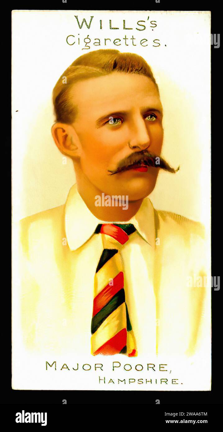 Cricketers 1901 - Major Poore Hampshire - illustrazione di carte di sigaretta d'epoca Foto Stock