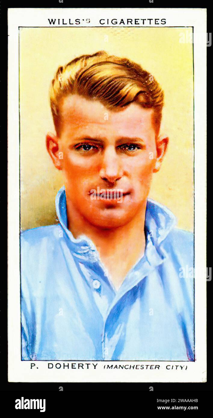 Peter Doherty - calciatore di Man City - illustrazione di carte di sigaretta d'epoca Foto Stock